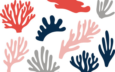 Fototapeta premium Vibrant Coral Reef Illustration: A collection of vividly colored coral formations artfully arranged, creating a captivating design, full of life and artistic flair.