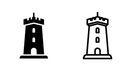 Tower icon set with turrets - black and white vector graphics © MdDelowar