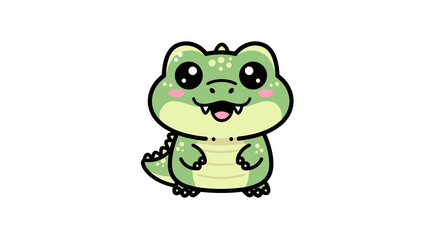 Fototapeta premium Cute cartoon crocodile character with a joyful expression 