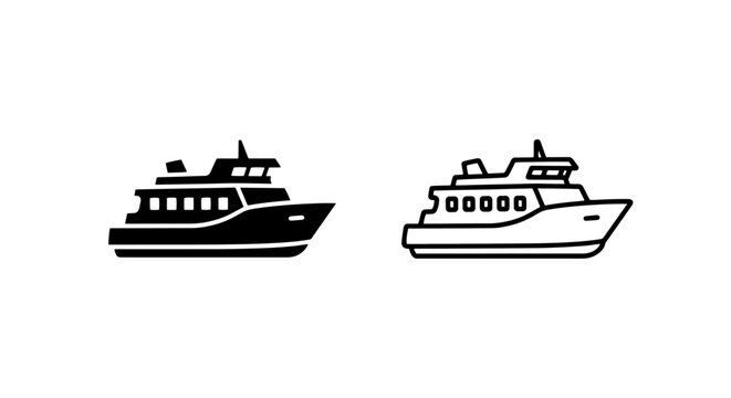 Ferry ship icon vector for passenger transportation and ocean travel