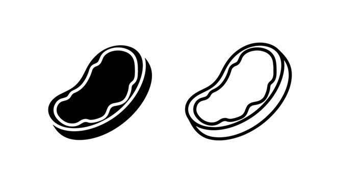Kidney bean icon: simple black and outline flat vector design for food