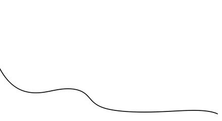 Fototapeta premium Elegant flowing black curved line on white background demonstrating continuous motion and negative space principles in minimalist abstract design with smooth organic wave form and clean visual rhythm 