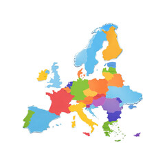Obraz premium Colorful Europe Map with Different Color Country Regions