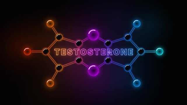 Cinematic Neon Testosterone Molecule Structure  4K Seamless Loop