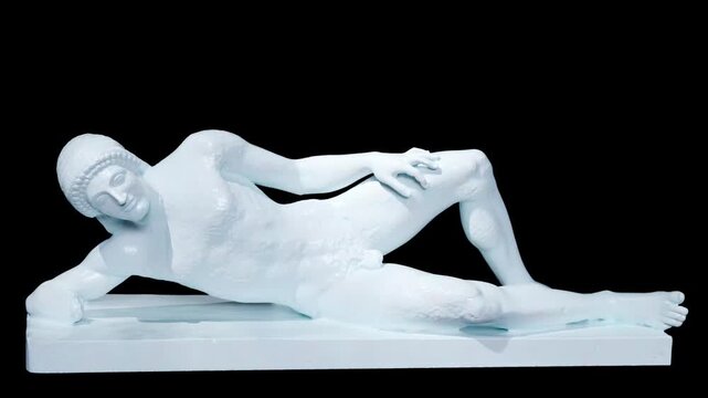 Sculpture of Lying Wounded Warrior Made with 3D render not AI
