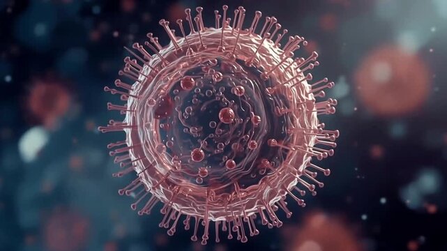 医療研究の世界観を伝える細胞の三次元可視化青背景動画素材