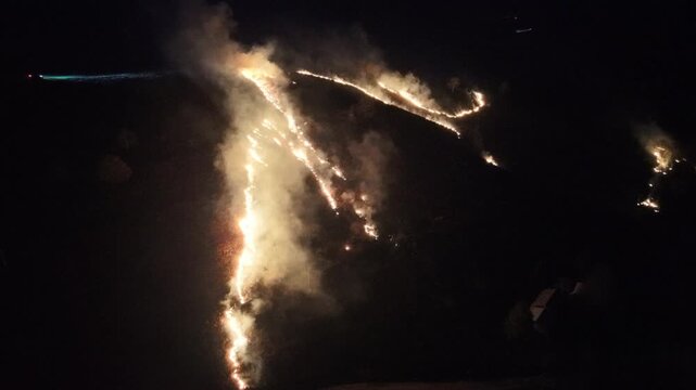 brush fire burns mountainside near boone nc, north carolina