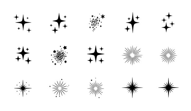 Fantasy sparkle icon pack vector set with twinkling stars and glitter effects
