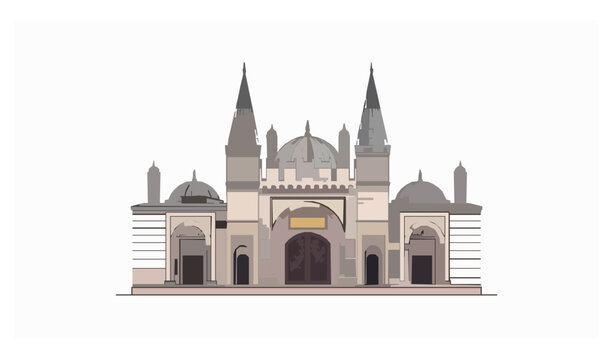 Topkapi Palace entrance vector Istanbul Turkey Ottoman architecture landmark isolated on white background