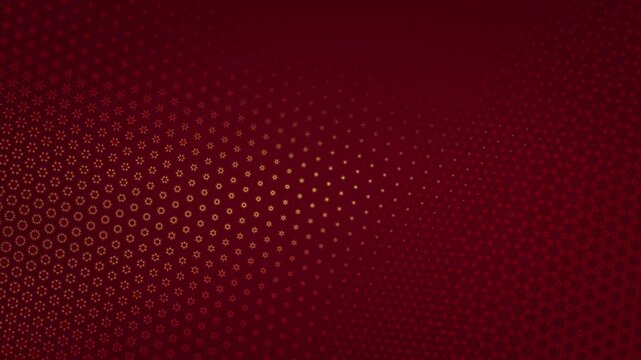 Elegant deep red video pattern with repeating hexagonal geometry, gradient density shifts, rhythmic pulsing motion and subtle golden accents creating depth, seamless loop.