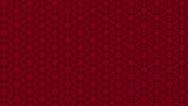 Refined deep red video pattern with symmetrical hexagon and star geometry, rhythmic pulsing, soft density shifts and subtle golden accents creating depth and motion, seamless loop.