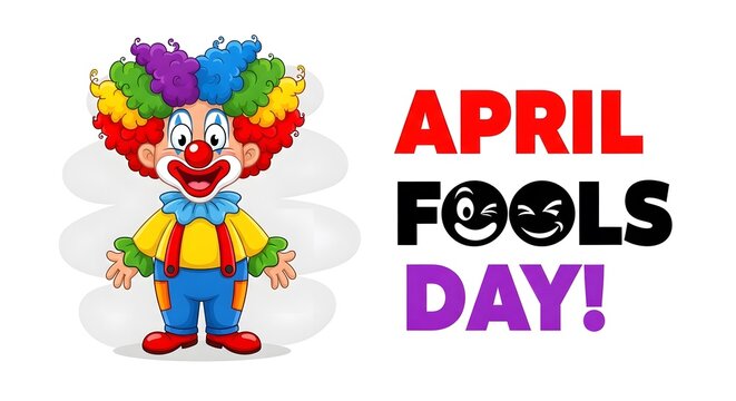 April fools day funny cartoon clown prankster greeting