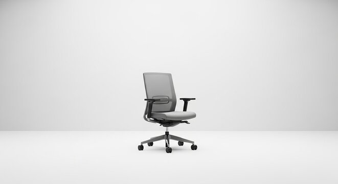 Modern office chair and armchair on white background