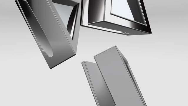 Abstract Metallic Shapes Background. 3d Wallpaper. Silver. Chrome.
