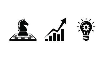 Fototapeta premium Chess growth and innovation represented in a black silhouette