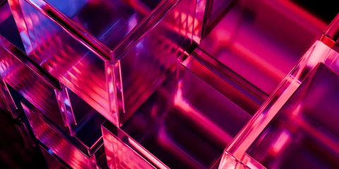 Cyber elements made of transparent glass and liquid acrylic purple blue glow on black backdrop cinematic tech background design cover art visuals 3d rendering © IM_VISUALS