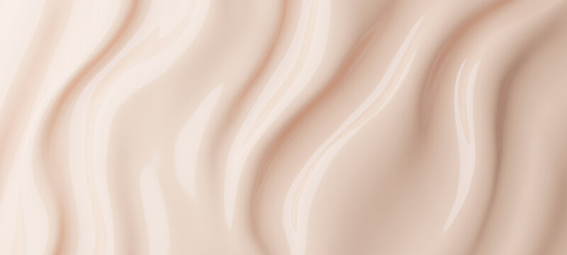 Luxury beige liquid foundation texture with elegant soft waves for cosmetic product background 3D render