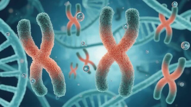 Chromosomes d n a genetic science animation medical research biology cells molecular structure