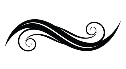 Abstract black wave design with swirling curves a striking silhouette © MST