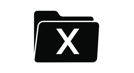 Obraz premium Black folder icon with white x mark a distinct silhouette