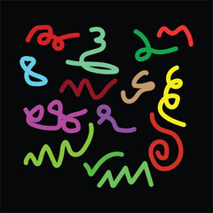 Fototapeta premium “Colorful Abstract Scribble Elements Set Hand Drawn Doodle Lines Shapes Creative Design Vector Collection”