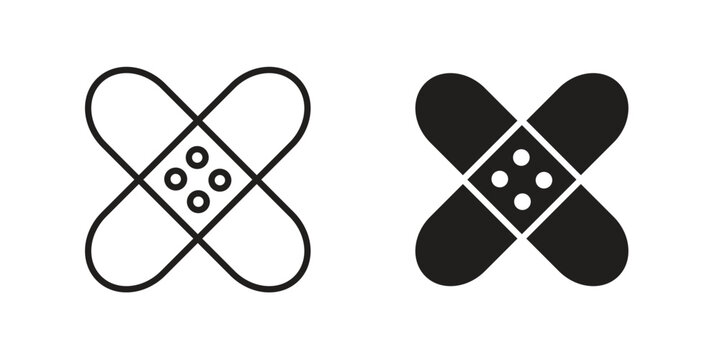 Band aid icon symbol. Vector outline drawing. Editable stroke.