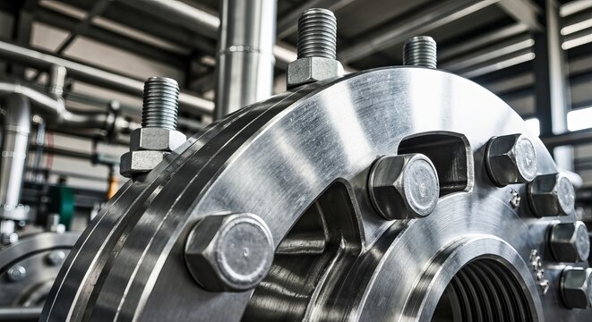 Shiny Metallic Machine Flange with Threaded Studs Ideal for Industrial Applications and Uses