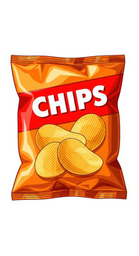 A bag of potato chips isolated on transparent background