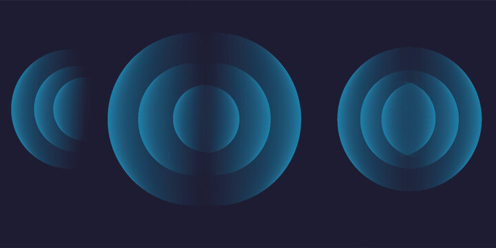 Sound wave. Signal concentric circle. Round light effect. Wifi range. Radio station signal. Water ripple with circle waves. A place or a painful point. Radar screen. Vector effect.