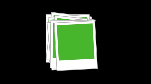 Stacking Polaroid photo frames with green fill