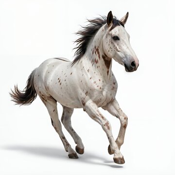 Appaloosa Horse Running Isolated on White Background