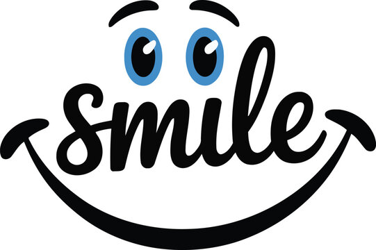 A smiling face with the word smile written in cursive