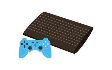 Retro videogame console and gamepad icon, flat style. Controller and pad present a classic game gadget for player. Video game device with modern look, ideal for fun entertainment electronic play. © moonnoon