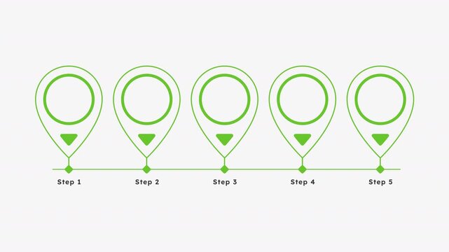 Business processes infographic 5 steps template animation. Milestone achieving. Sequence options HD video. Animated blank diagram visualization. Process layout empty design element. Motion graphics