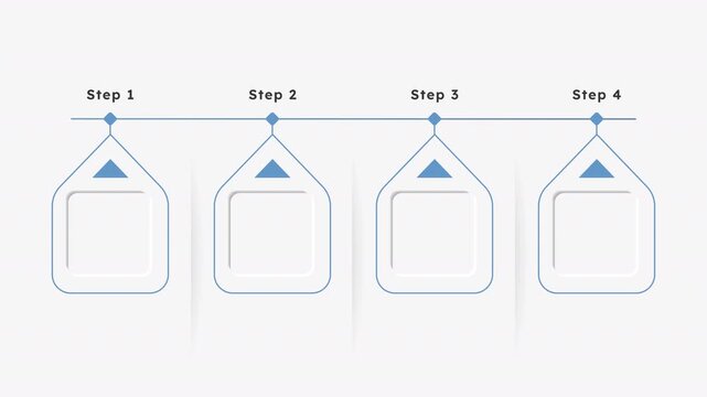 Marketing strategy infographic 4 steps template animation. Problem solving. Sequence options HD video. Animated blank diagram visualization. Process layout empty design element. Motion graphics