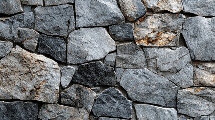 Fototapeta premium Stone Wall Texture Gray Black and Brown Natural Rock Close Up Detailed Surface