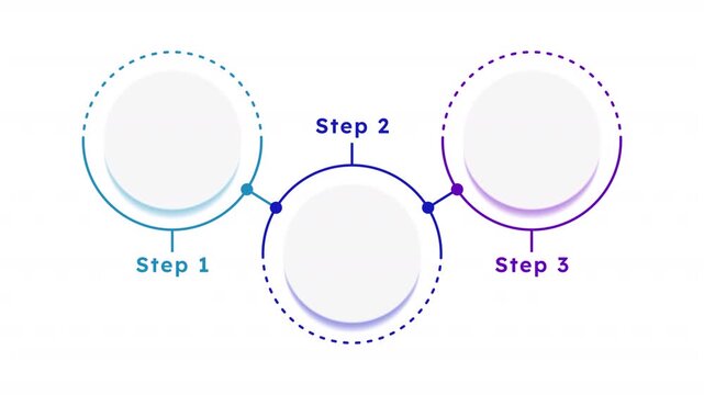 Professional roadmap infographic 3 steps template animation. Business strategy. Sequence options HD video. Animated blank diagram visualization. Process layout empty design element. Motion graphics