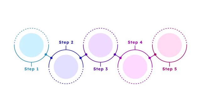 Corporate structure infographic 5 steps template animation. Learning process. Sequence options HD video. Animated blank diagram visualization. Process layout empty design element. Motion graphics