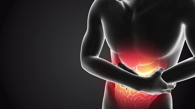 Human having pain in abdomen
