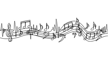 A minimalist vector graphic illustration of musical notes and symbols © MdShakib