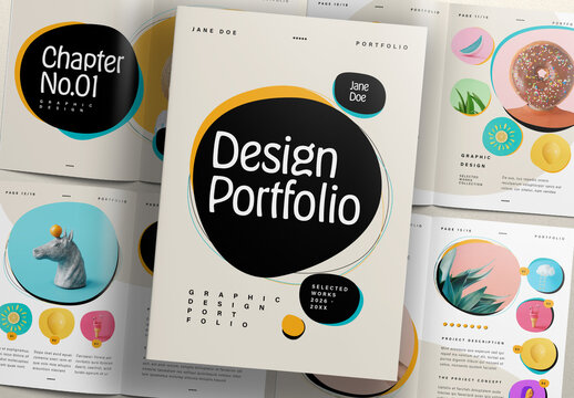 Minimal Design Portfolio Layout Template with Brown and Black Accents