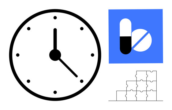 Healthcare concept. Healthcare includes time-focused management and structured solutions thumbs up puzzle pieces. Healthcare s timely delivery and systematic problem-solving. Useful for medical