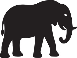 Fototapeta premium Elephant Black Fill Vector Wild Animal Illustration On White Background