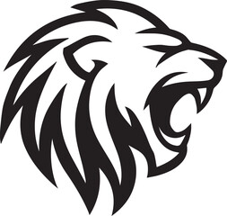 Obraz premium Lion Roaring Head Tattoo Style Silhouette Animal Vector Design On White Background Silhouette