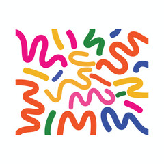 Fototapeta premium Colorful squiggles on white background abstract wavy lines vector illustration isolated on white background