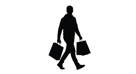 Man walking with shopping bags a striking black silhouette © Santa