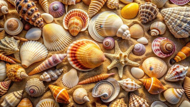 Beach find collection of seashells , seaside, beach finds