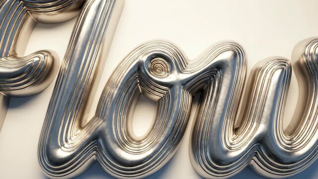 Metallic flow script on white surface