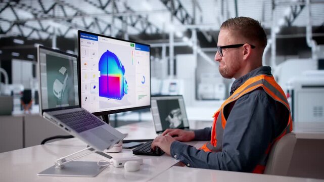 Engineer Analyzes Structural Stress