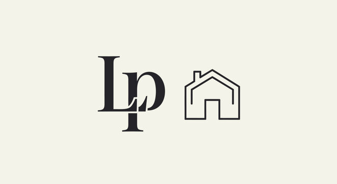 Elegant LP monogram and house outline logo design.